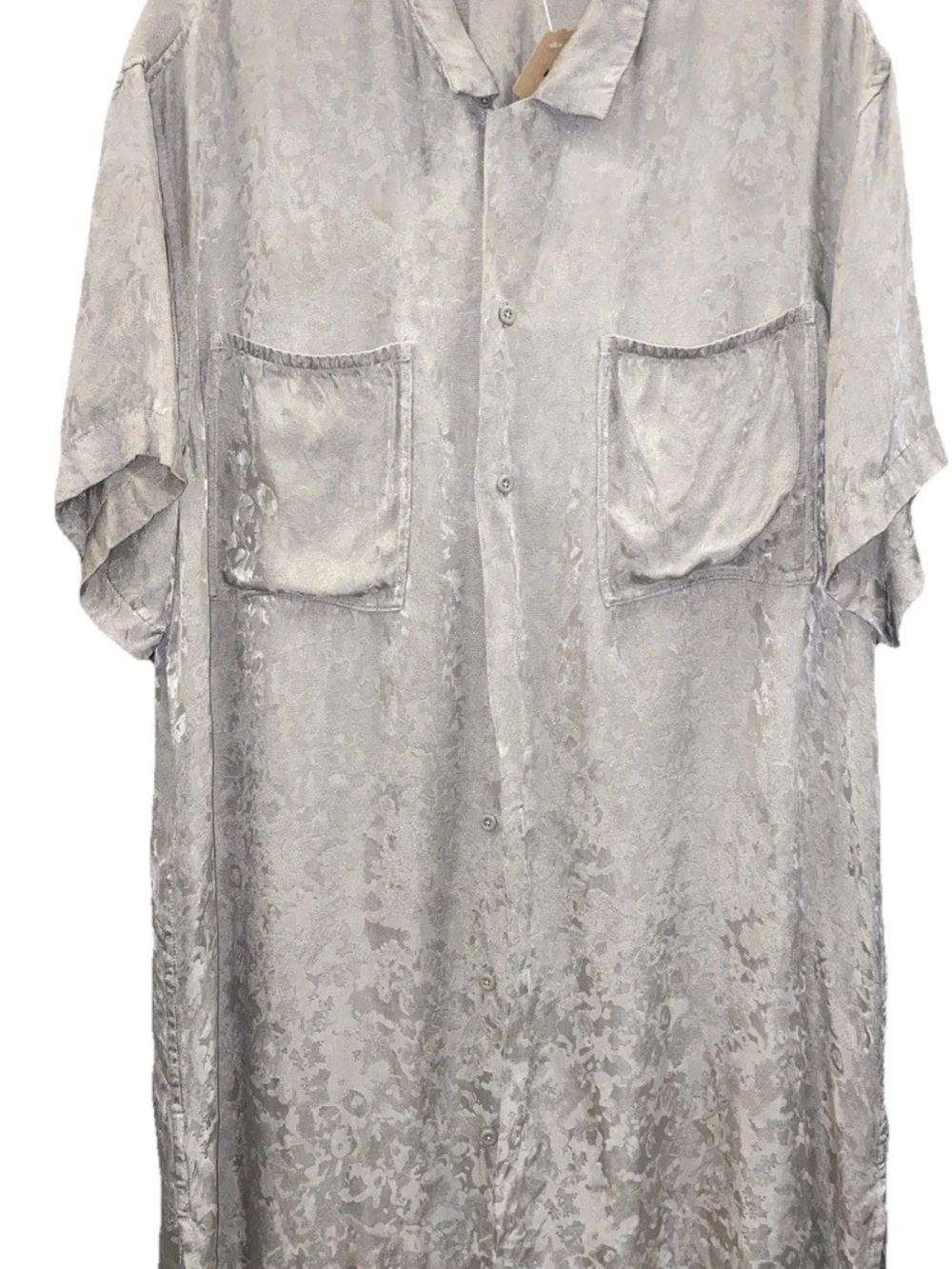 lululemon athletica Light Silver Short Sleeve Button-Down Shirt